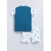 Baby Boys & Baby Girls Casual T-shirt Shorts  (Teal Blue, White)