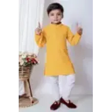 Baby Boys Festive & Party Kurta and Pyjama Set  (Yellow Pack of 1)