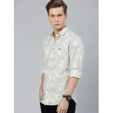 Men Slim Fit Printed Cut Away Collar Casual Shirt