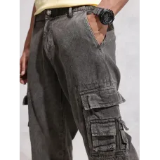 Men Regular Mid Rise Grey Jeans