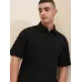 Men Self Design Polo Neck Cotton Blend Black T-Shirt