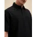 Men Self Design Polo Neck Cotton Blend Black T-Shirt
