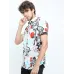 Men Slim Fit Printed Cut Away Collar Casual Shirt