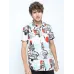 Men Slim Fit Printed Cut Away Collar Casual Shirt