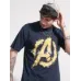Men Printed Round Neck Pure Cotton Blue T-Shirt