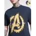 Men Printed Round Neck Pure Cotton Blue T-Shirt