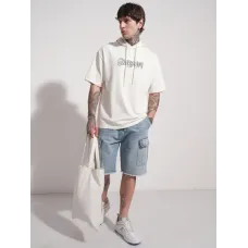 Men Printed Round Neck Cotton Blend White T-Shirt