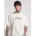 Men Printed Round Neck Cotton Blend White T-Shirt