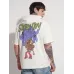 Men Printed Round Neck Cotton Blend White T-Shirt
