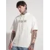 Men Printed Round Neck Cotton Blend White T-Shirt