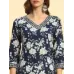 Women Floral Print Viscose Rayon Straight Kurta  (Blue)