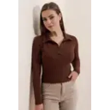  Casual Regular Sleeves Solid Women Brown Top