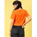  Women Solid Round Neck Cotton Blend Orange T-Shirt