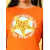  Women Solid Round Neck Cotton Blend Orange T-Shirt