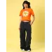  Women Solid Round Neck Cotton Blend Orange T-Shirt