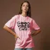 Women Graphic Print Round Neck Cotton Blend Pink T-Shirt