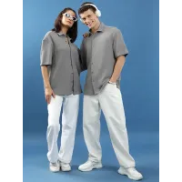  Men Regular Fit Solid Cut Away Collar Casual Shirt